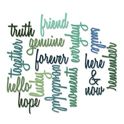 Image of Sizzix Friendship Words Script by Tim Holtz Thinlits Die Set, Pack of 16
