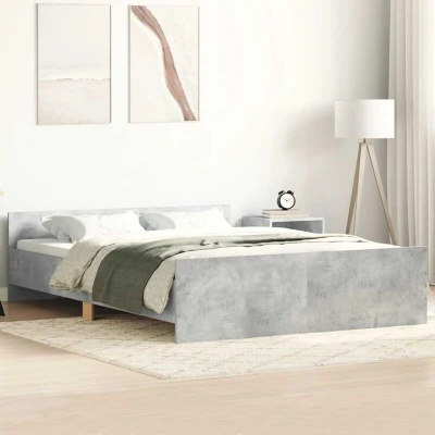 Image of vidaXL Bed Frame without Mattress Concrete Grey 140x190 cm