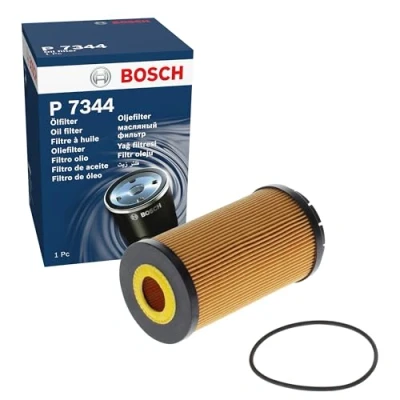 Image of 07C115561D, 07C115562C Oil Filter BOSCH F 026 407 344 with seal Insert AUDI: A8 D3, D4, VOLKSWAGEN: Touareg I, Phaeton