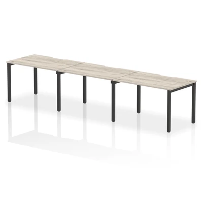 Image of Evolve Plus 1200mm Single Row 3 Person Bench Desk Grey Oak/Black