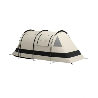 Image of Outsunny Camping Tent, 4 5 Man Blackout Tent with Bedroom and Living Room, 3000mm Waterproof, Portable Bag, for Fishing Hiking Festival, Khaki