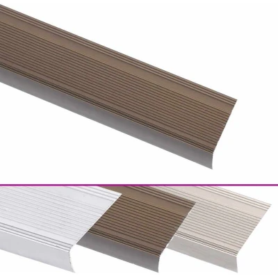 Image of vidaXL Stair Nosings in L shape 15 pcs Aluminium 100 cm Brown