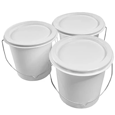 Image of Plastic Paint Kettle Container with Metal Handle and Lid Buckets, Tubs, Mixing Pots, Lids, Storage Containers, Clear Empty Pots for paints Paste 2.5 Litre (3)