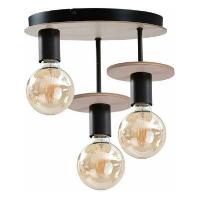 Image of Saturn Multi Arm Semi Flush Ceiling Light Natural, Black, 30cm, 3x E27
