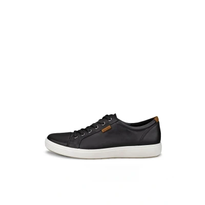 Image of ECCO SOFT 7 LACE UP Trainers, Men&#039;s, Size: 6.5, Black Leather