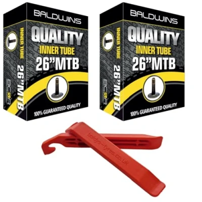 Image of PAIR 26&quot; Baldwins Cycle/Bike Inner Tube x 2.20 to 2.40 (Fits any 2.20, 2.25, 2.30, 2.35, Tyre) Schrader/Car Type Valve (Pack of 2)