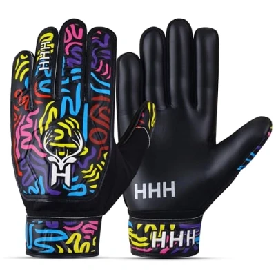 Image of HHH Football Goalkeeper Gloves For Boys, Kids Children Youth Soccer Goalie with 4mm Latex Super Grip Palms Goalkeeping (8)