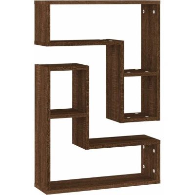 Image of vidaXL Wall Shelves 2 pcs Brown Oak 50x15x50 cm Engineered Wood