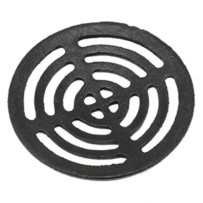 Image of Black Cast Round Drain Grate Gully Grid Cover 6 150mm x 10mm