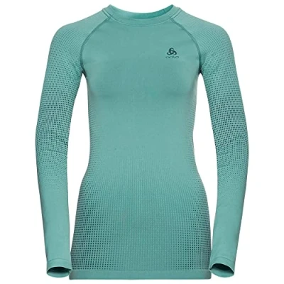 Image of Odlo Women Functional Underwear Long Sleeve Shirt PERFORMANCE WARM ECO, blue wing teal polynya, XS