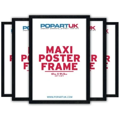 Image of Grindstore Accessories 5 Pack Satin Black Wooden Maxi Poster Frame 61x91.5cm