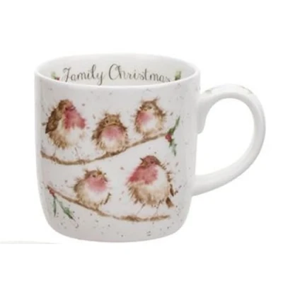 Image of Wrendale Designs Portmeirion Royal Worcester Family Christmas Robin Mug 0.3 Litre