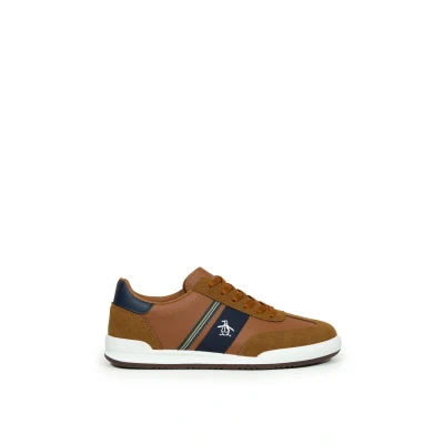 Image of Original Penguin Mens &#039;GAZ&#039; Cupsole Trainer Tan PU Size UK 8