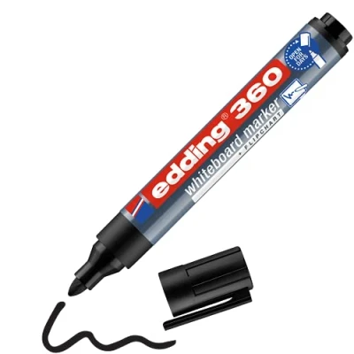 Image of edding 360 whiteboard marker black 1 pen round nib 1.5 3 mm dry wipe for whiteboards, flipcharts, pinboards, magnetic and memo boards sketchnotes refillable