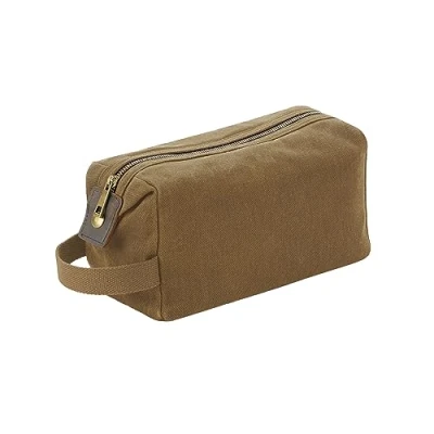 Image of Quadra QD651 Heritage Waxed Canvas Wash Bag Desert Sand