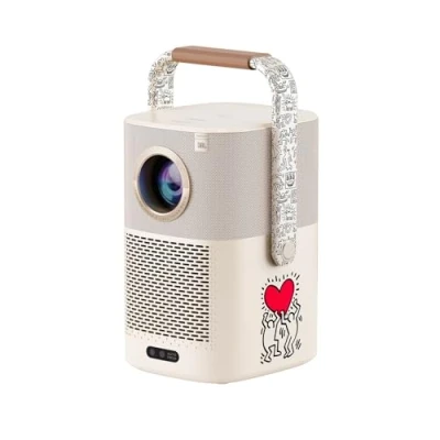 Image of 【Sound by JBL &amp; Built In 2.5H Battery】Portable Projector,450ANSI Native 1080P Projector,Auto Focus&amp;Keystone,Smart Screen,WiFi 6 Bluetooth Outdoor Projector 50% Zoom for Home Cinema,Bedroom