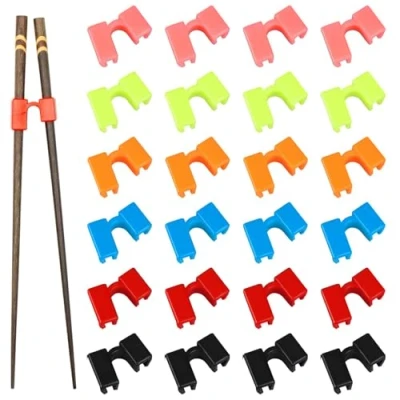 Image of WUERKIYA 24Pcs Reusable Chopstick Helpers, Training Hinges Connector Practice Chopsticks, Non Slippery Chopsticks for Adults, Beginner, Trainers or Learner