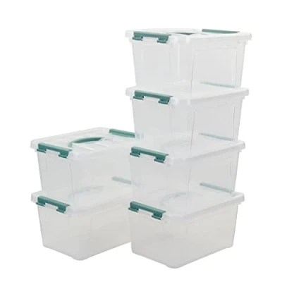 Image of Cadineer 6 Liters Small Boxes, Plastic Clear Storage Boxes with Lids Set of