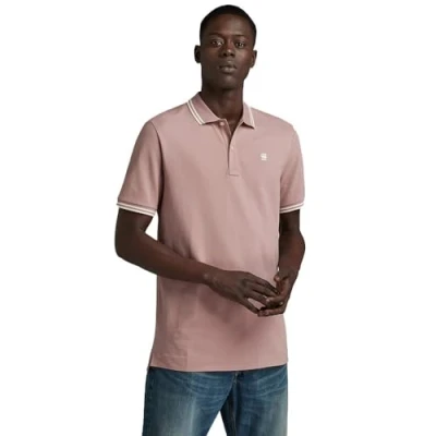 Image of G STAR Men&#039;s Dunda Slim Stripe Polo Polos, Purple (lt berry mist D17127 5864 8147), S
