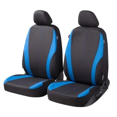 Image of Walser Dundee Car Seat Covers with Zip, Zipp IT Protective Covers, 2 Front Black/Blue 11855
