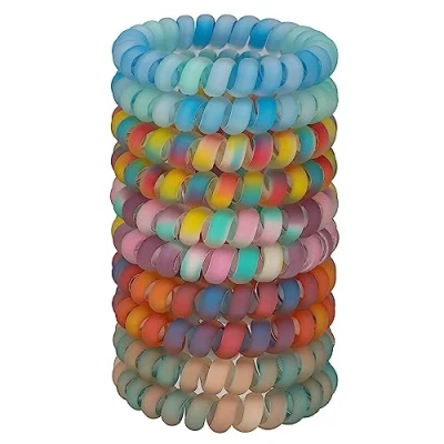 Image of JessLab Spiral Hair Ties, 10pcs Assorted Traceless Cute Plastic Coil Ponytail Holders, No Damage Accessory for Women and Girls, Rainbow