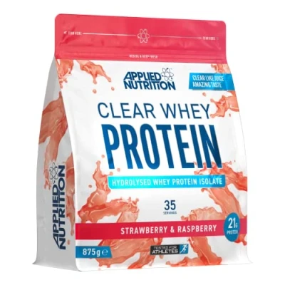Image of Applied Nutrition Clear Whey Isolate Protein Isolate, Refreshing High Powder, Fruit Juice Style Flavours (Strawberry &amp; Raspberry) (875g 35 Servings)