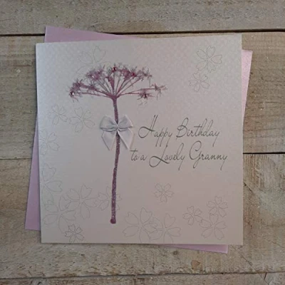 Image of WHITE COTTON CARDS 1 Piece Happy Birthday To a Lovely Granny Handmade Card, Dandelion