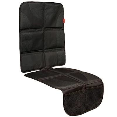 Image of Lusso Gear Car Seat Protector for Child Seat, Non Slip Waterproof Leather Seats with Thick Padding and 2 Mesh Storage Pockets, Baby Protectors Under Carseat (Black)