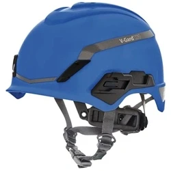 Image of MSA V Gard H1 Safety Industry Climbing Helmet Novent Blue 5264 cm Hard hat with chinstrap for Work at Height and Rescue EN397 &amp; ANSI