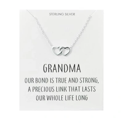 Image of Philip Jones Sterling Silver Grandma Quote Heart Link Necklace