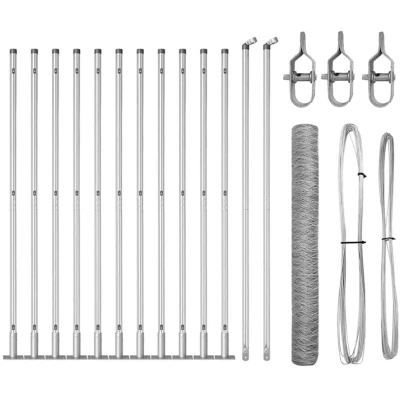 Image of vidaXL Hexagon Fence with 11 Flanged Posts 1x25 m Galvanised Steel