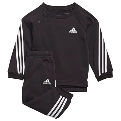 Image of adidas Unisex Baby I Fi 3s Jog Ft set, Top:black/White Bottom:black/White, 9 12 Months UK