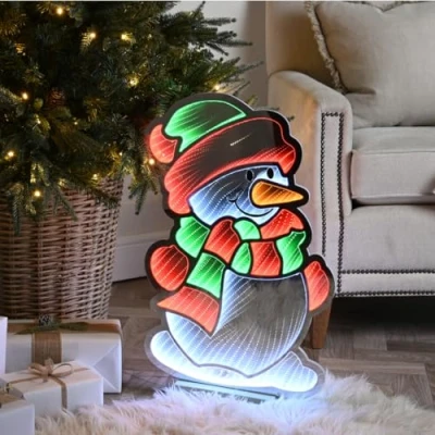 Image of Samuel ALEXANDER 60cm Light up Snowman Infinity Christmas Decoration with Red, White and Green LEDs