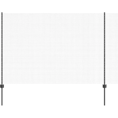 Image of vidaXL Welded Wire Fence with 22 U Posts Grey 1,5x25 m Steel