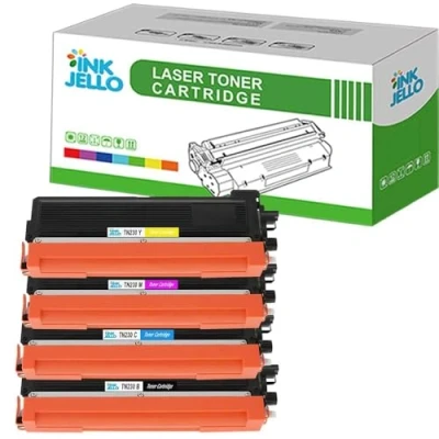 Image of InkJello Compatible Toner Cartridge Replacement for Brother DCP 9010CN HL 3040CN 3070CW MFC 9120CN 9320CW TN230BK TN230C TN230M TN230Y (Black/Cyan/Magenta/Yellow, 4 Pack)
