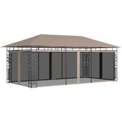 Image of vidaXL Gazebo with Mosquito Net 6x3x2.73 m Taupe 180 g/m²
