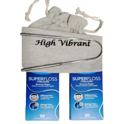 Image of Oral Superfloss 50 Pre Cut Strands, Pack of 2 Dental Floss Ideal for Braces, Bridges and Wide Spaces 100 Strands in Total