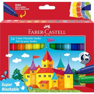 Image of Faber Castell 154324 Box of 24 Jumbo Markers Multi Coloured Super Washable