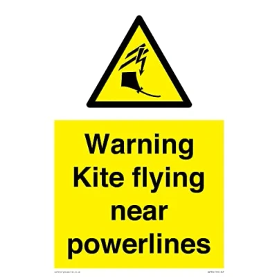 Image of Warning Kite flying near powerlines Sign 200x300mm A4P