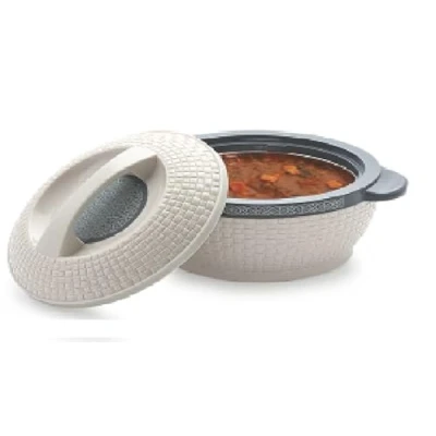 Image of Insulated Hot Pot Casserole Food Serving Dish with Lid, Double Wall. Stainless Steel 17 cm Diameter (Grey 5 Deep 2000ml)