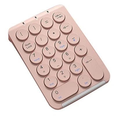 Image of Joskeijky Wireless Number Pad Bluetooth Numeric Keypad Round Keycaps Numpad 22 Keys Rechargeable Keyboard(Pink)