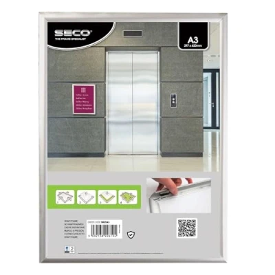 Image of Stewart Superior A3 Aluminium 4 Sided 25mm Front Loading Picture/Poster Snap Frame Silver
