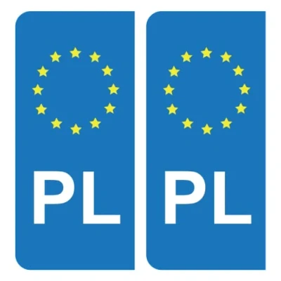 Image of HADEXIA Self Adhesive Number Plate Stickers PL Poland European Union EU Blue