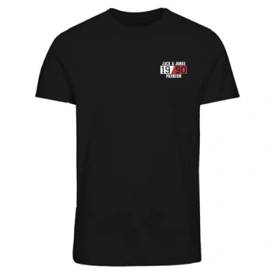 Image of JACK &amp; JONES Men&#039;s Jprbluspace Tee Ss Crew Bmuss24 T Shirt, Black, XS