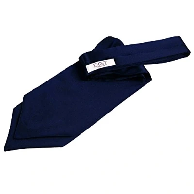 Image of DQT Men Plain Satin Wedding Formal Casual Groom Best Man Classic Ascot Self Tied Cravat Navy Blue