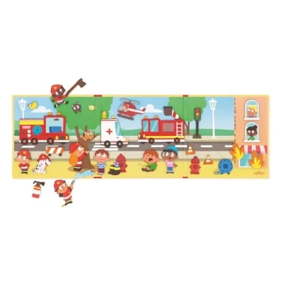 Image of Janod Magnéti&#039;Stories Firefighters 30 Magnet Educational Game Children’s FSC Cardboard Toy Develops Imagination &amp; Dexterity 3 Years +, J05453