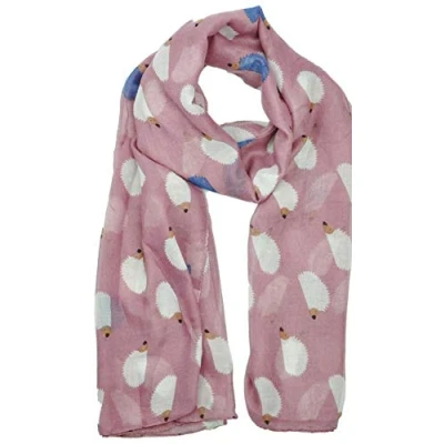 Image of World of Shawls Hedgehog Print Ladies Fashion Wrap Maxi Scarf Sarong Large Size (Dusky Pink)