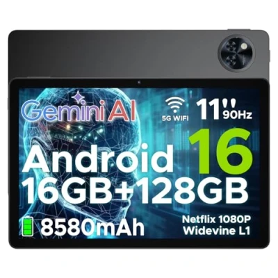Image of DOOGEE Newest Android 16 Tablets, U11 11 Inch Tablet with Gemini AI, 16GB+128GB/2TB, 8580mAh, Unisoc T7200, 5G WiFi Tablets Widevine L1 Bluetooth 5.0 13MP+5MP GPS OTG Black