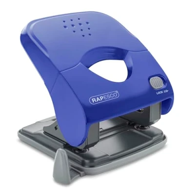Image of Rapesco 1542 X5 40ps Less Effort 2 Hole Punch, 40 Sheet Capacity, Blue