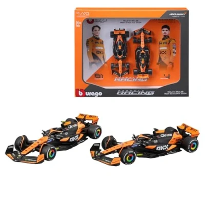 Image of Bburago F1 Formula MCLAREN MCL38 (2024) NORRIS AND PIASTRI 2 Pack 1:43 Scale Incredibly Detailed Die Cast Replica Collectible Race Car Models